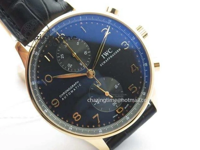 MIROTIME 0214 Portuguese Chrono RG IW371415 ZF 1:1 Best Edition Black Dial On Black Leather Strap A79350 (Slim Movement) FashionForward 7264